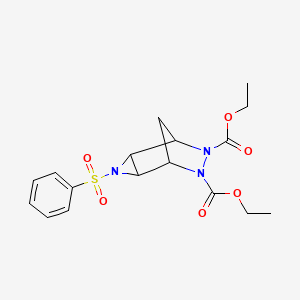 molecular formula C17H21N3O6S B14672435 Diethyl 3-(phenylsulfonyl)-3,6,7-triazatricyclo[3.2.1.02,4]octane-6,7-dicarboxylate CAS No. 39203-23-1