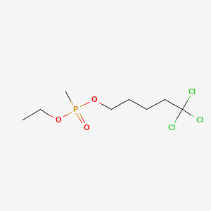 molecular formula C8H16Cl3O3P B14672523 Methylphosphonic acid ethyl 5,5,5-trichloropentyl ester CAS No. 38672-36-5
