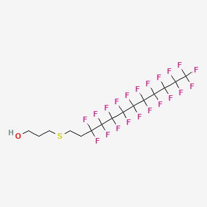 molecular formula C15H11F21OS B14672882 1-Propanol, 3-((3,3,4,4,5,5,6,6,7,7,8,8,9,9,10,10,11,11,12,12,12-heneicosafluorododecyl)thio)- CAS No. 36880-08-7