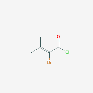 molecular formula C5H6BrClO B14672971 2-Butenoyl chloride, 2-bromo-3-methyl- CAS No. 40052-11-7