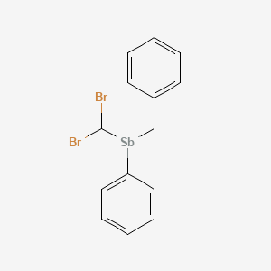 molecular formula C14H13Br2Sb B14673078 Benzyl(dibromomethyl)phenylstibane CAS No. 38611-73-3