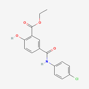 molecular formula C16H14ClNO4 B14673425 Benzoic acid, 5-(((4-chlorophenyl)amino)carbonyl)-2-hydroxy-, ethyl ester CAS No. 38507-82-3