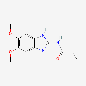 molecular formula C12H15N3O3 B14673490 N-(5,6-Dimethoxy-1H-benzimidazol-2-yl)propanamide CAS No. 40294-05-1