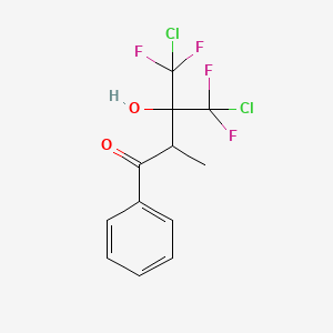 molecular formula C12H10Cl2F4O2 B14673503 4-Chloro-3-[chloro(difluoro)methyl]-4,4-difluoro-3-hydroxy-2-methyl-1-phenylbutan-1-one CAS No. 34844-20-7