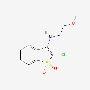 molecular formula C10H10ClNO3S B14673512 Ethanol, 2-((2-chloro-3-benzo(b)thienyl)amino)-, S,S-dioxide CAS No. 39775-24-1