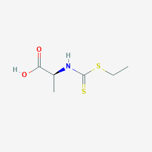 molecular formula C6H11NO2S2 B14673534 L-Alanine, N-[(ethylthio)thioxomethyl]- CAS No. 34101-08-1
