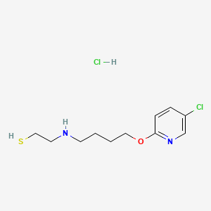 molecular formula C11H18Cl2N2OS B14673624 Ethanethiol, 2-(4-(5-chloro-2-pyridyloxy)butyl)amino-, hydrochloride CAS No. 41287-49-4