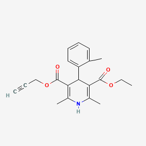 molecular formula C21H23NO4 B14673707 Ethyl prop-2-yn-1-yl 2,6-dimethyl-4-(2-methylphenyl)-1,4-dihydropyridine-3,5-dicarboxylate CAS No. 39562-66-8
