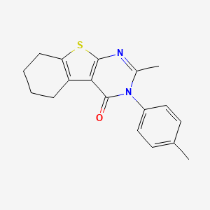 molecular formula C18H18N2OS B14673803 2-methyl-3-(4-methylphenyl)-5,6,7,8-tetrahydro-[1]benzothiolo[2,3-d]pyrimidin-4-one CAS No. 34387-07-0