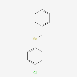 molecular formula C13H11ClSe B14673855 Benzene, 1-chloro-4-[(phenylmethyl)seleno]- CAS No. 35921-85-8
