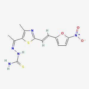 molecular formula C13H13N5O3S2 B14673932 Hydrazinecarbothioamide, 2-(1-(4-methyl-2-(5-nitro-2-furanylethenyl)-5-thiazolyl)ethylidene)- CAS No. 40236-09-7
