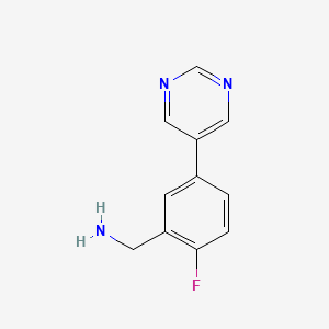 B1467395 (2-Fluoro-5-(pyrimidin-5-yl)phenyl)methanamine CAS No. 1247194-36-0