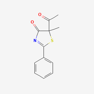 molecular formula C12H11NO2S B14673960 5-Acetyl-5-methyl-2-phenyl-1,3-thiazol-4(5h)-one CAS No. 40994-88-5