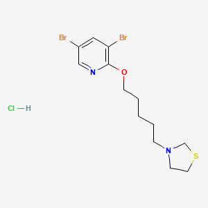 molecular formula C13H19Br2ClN2OS B14674230 Pyridine, 3,5-dibromo-2-((5-(3-thiazolidinyl)pentyl)oxy)-, monohydrochloride CAS No. 41287-80-3