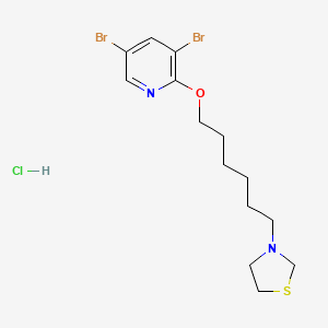 molecular formula C14H21Br2ClN2OS B14674235 Thiazolidine, 3-(6-(3,5-dibromo-2-pyridyloxy)hexyl)-, hydrochloride CAS No. 41287-90-5