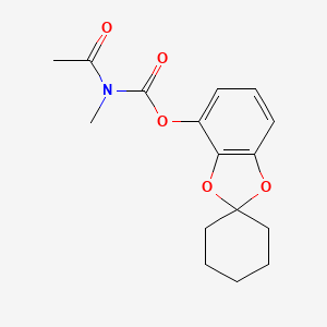 molecular formula C16H19NO5 B14674414 Acetylmethylcarbamic acid spiro(1,3-benzodioxole-2,1'-cyclohexan)-4-yl ester CAS No. 40374-18-3