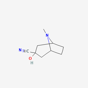 molecular formula C9H14N2O B14674524 3-Hydroxy-8-methyl-8-azabicyclo[3.2.1]octane-3-carbonitrile CAS No. 40131-43-9