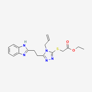 molecular formula C18H21N5O2S B14674538 Acetic acid, ((5-(2-(1H-benzimidazol-2-yl)ethyl)-4-(2-propenyl)-4H-1,2,4-triazol-3-yl)thio)-, ethyl ester CAS No. 38911-94-3