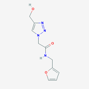 molecular formula C10H12N4O3 B1467458 N-(furan-2-ylmethyl)-2-(4-(hydroxymethyl)-1H-1,2,3-triazol-1-yl)acetamide CAS No. 1457635-90-3