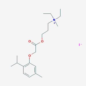 molecular formula C20H34INO3 B14674609 Ammonium, diethyl(3-hydroxypropyl)methyl-, iodide, (thymyloxy)acetate CAS No. 32305-38-7