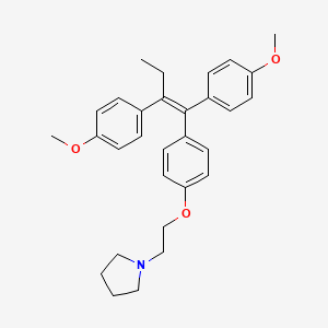 molecular formula C30H35NO3 B14674717 1-(2-(4-(1,2-Bis(4-methoxyphenyl)-1-butenyl)phenoxy)ethyl)pyrrolidine CAS No. 35386-89-1