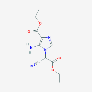 molecular formula C11H14N4O4 B14674731 Ethyl 5-amino-1-(1-cyano-2-ethoxy-2-oxoethyl)-1h-imidazole-4-carboxylate CAS No. 37842-65-2