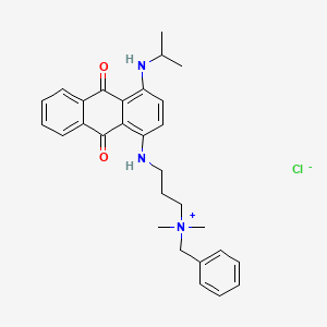 molecular formula C29H34N3O2.Cl<br>C29H34ClN3O2 B14674763 Benzenemethanaminium, N-(3-((9,10-dihydro-4-((1-methylethyl)amino)-9,10-dioxo-1-anthracenyl)amino)propyl)-N,N-dimethyl-, chloride CAS No. 35402-38-1