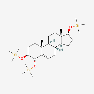 molecular formula C28H54O3Si3 B14674786 Silane, (androst-5-ene-3beta,4alpha,17beta-triyltrioxy)tris[trimethyl- CAS No. 33287-28-4