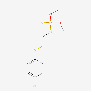 molecular formula C10H14ClO2PS3 B14674875 Phosphorodithioic acid, S-(2-(p-chlorophenylthio)ethyl) O,O-dimethyl ester CAS No. 32357-99-6