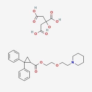 molecular formula C31H39NO10 B14675132 Cyclopropanecarboxylic acid, 2,2-diphenyl-, 2-(2-(1-piperidinyl)ethoxy)ethyl ester, 2-hydroxy-1,2,3-propanetricarboxylate CAS No. 37124-20-2