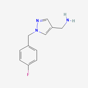 molecular formula C11H12FN3 B1467540 {1-[(4-fluorophenyl)methyl]-1H-pyrazol-4-yl}methanamine CAS No. 1343423-51-7