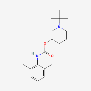 molecular formula C18H28N2O2 B14675480 N-tert-Butyl-3-piperidyl 2,6-dimethylphenylcarbamate CAS No. 31755-23-4