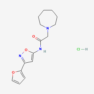 molecular formula C15H20ClN3O3 B14675501 N-(3-(2-Furanyl)-5-isoxazolyl)hexahydro-1H-azepine-1-acetamide monohydrochloride CAS No. 37853-39-7