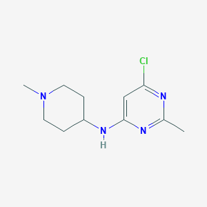 molecular formula C11H17ClN4 B1467553 6-chloro-2-methyl-N-(1-methylpiperidin-4-yl)pyrimidin-4-amine CAS No. 1250630-74-0