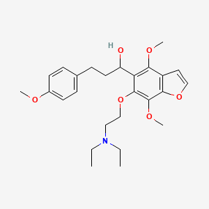 molecular formula C26H35NO6 B14675579 5-Benzofuranmethanol, 6-(2-(diethylamino)ethoxy)-4,7-dimethoxy-alpha-(2-(4-methoxyphenyl)ethyl)- CAS No. 40680-78-2