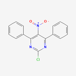 molecular formula C16H10ClN3O2 B14675606 Pyrimidine, 2-chloro-5-nitro-4,6-diphenyl- CAS No. 37673-87-3