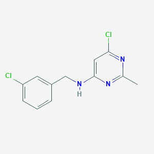 molecular formula C12H11Cl2N3 B1467562 6-chloro-N-[(3-chlorophenyl)methyl]-2-methylpyrimidin-4-amine CAS No. 1111849-91-2