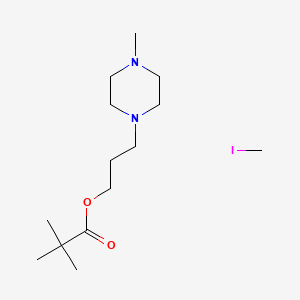 molecular formula C14H29IN2O2 B14675741 Piperazinium, 1(or 4)-(3-hydroxypropyl)-1,4(or 1,1)-dimethyl-, iodide, pivalate (ester) CAS No. 31364-61-1
