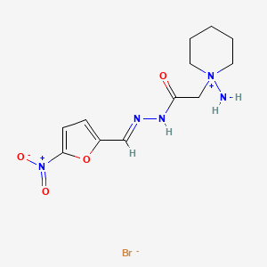 molecular formula C12H18BrN5O4 B14675856 Piperidinium, amino(((5-nitrofurfurylidene)hydrazino)carbonylmethyl)-, bromide CAS No. 37386-05-3