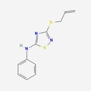 molecular formula C11H11N3S2 B14675970 N-Phenyl-3-[(prop-2-en-1-yl)sulfanyl]-1,2,4-thiadiazol-5-amine CAS No. 35746-59-9