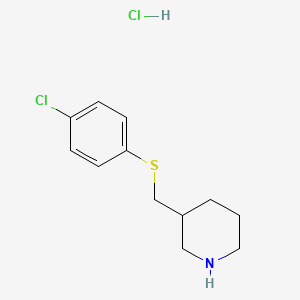 molecular formula C12H17Cl2NS B1467609 3-(((4-Chlorophenyl)thio)methyl)piperidine hydrochloride CAS No. 1211461-94-7