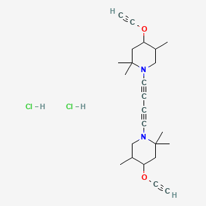 molecular formula C24H34Cl2N2O2 B14676135 Piperidine, 1,1'-(1,3-butadiyne-1,4-diyl)bis(4-(ethynyloxy)-2,2,5-trimetyl-, dihydrochloride CAS No. 37636-20-7