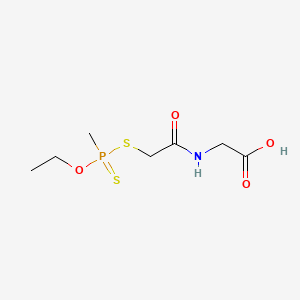 molecular formula C7H14NO4PS2 B14676214 Glycine, N-(mercaptoacetyl-, S-ester with O-ethyl methylphosphonodithioate CAS No. 33932-97-7