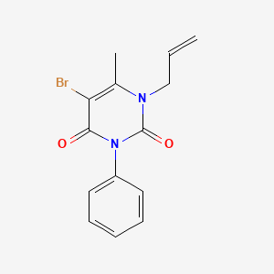 molecular formula C14H13BrN2O2 B14676363 Uracil, 1-allyl-5-bromo-6-methyl-3-phenyl- CAS No. 32000-72-9