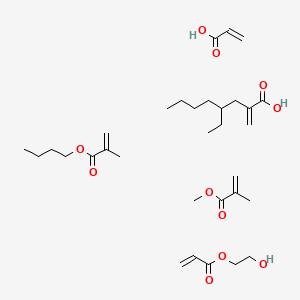 molecular formula C32H54O11 B14676426 Butyl 2-methylprop-2-enoate;4-ethyl-2-methylideneoctanoic acid;2-hydroxyethyl prop-2-enoate;methyl 2-methylprop-2-enoate;prop-2-enoic acid 