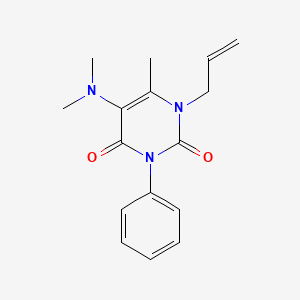 molecular formula C16H19N3O2 B14676572 Uracil, 1-allyl-5-(dimethylamino)-6-methyl-3-phenyl- CAS No. 32150-76-8