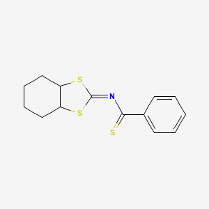 molecular formula C14H15NS3 B14676580 Benzenecarbothioamide, N-(hexahydro-1,3-benzodithiol-2-ylidene)- CAS No. 33549-60-9