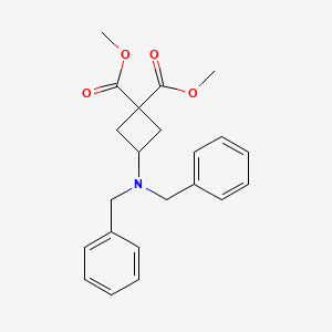molecular formula C22H25NO4 B1467666 Dimethyl 3-(dibenzylamino)-1,1-cyclobutanedicarboxylate CAS No. 1353498-09-5