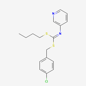 molecular formula C17H19ClN2S2 B14676690 Butyl(4-chlorophenyl)methyl 3-pyridinylcarbonimidodithioate CAS No. 34763-20-7