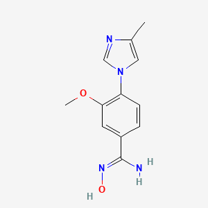molecular formula C12H14N4O2 B1467682 N-Hydroxy-3-methoxy-4-(4-methyl-1H-imidazol-1-yl)benzenecarboximidamide CAS No. 1353499-71-4